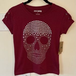 Steve Madden Girls Skull Studded Tshirt NWT Size